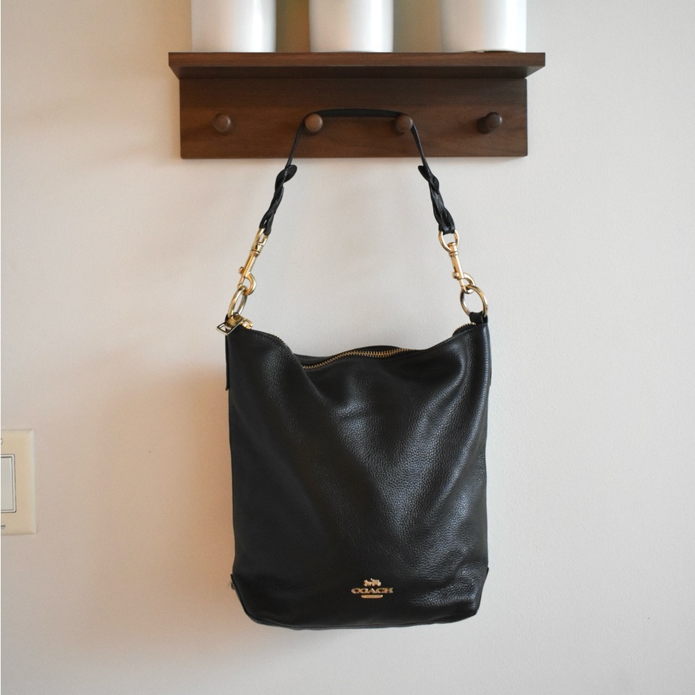 Black Coach Abby Leather Duffle with Gold Accents (F31507)